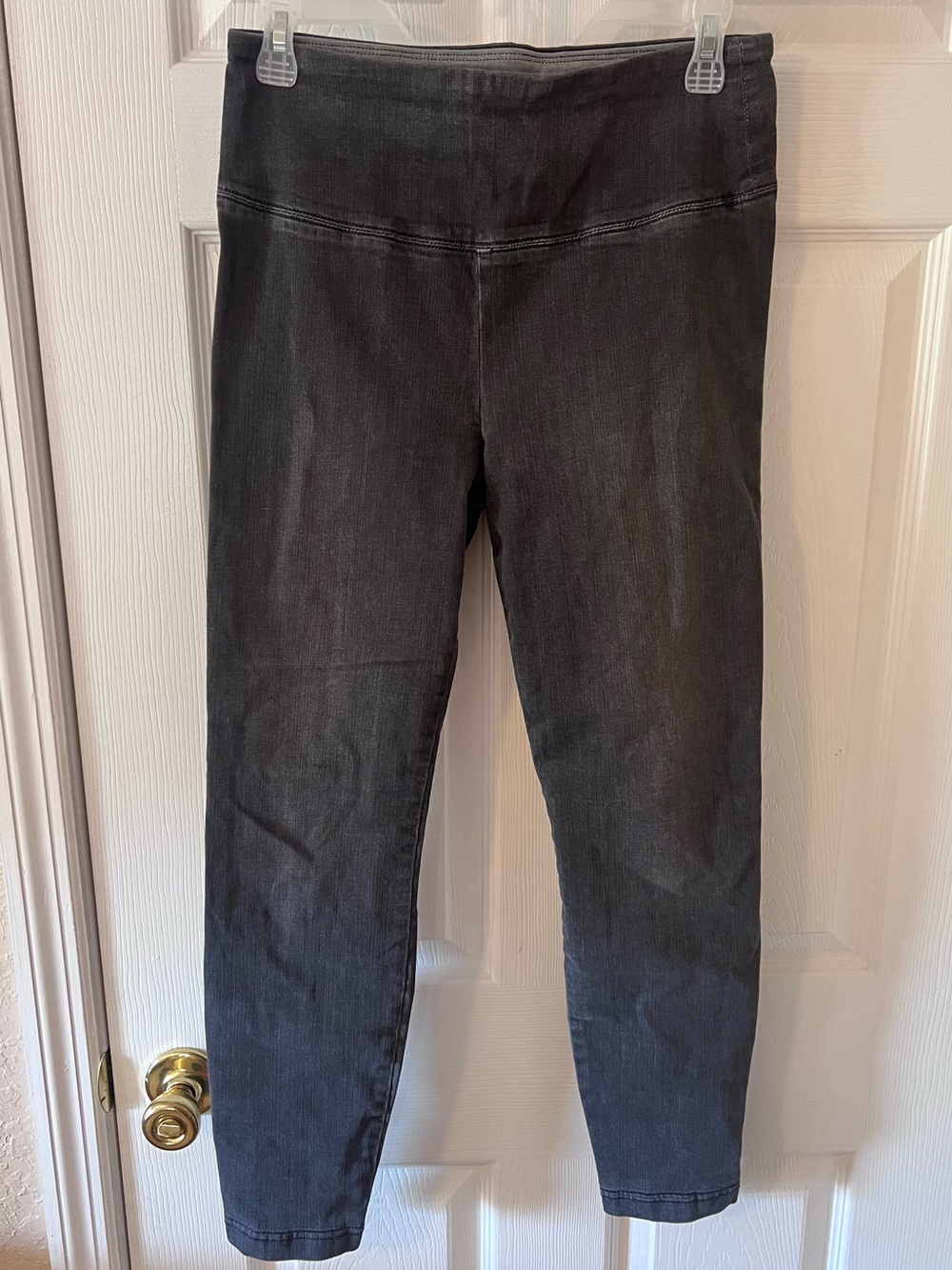 WHBM Runway Leggings Black Gray High Waist Stretch Jeggings Size: 8 Short Office